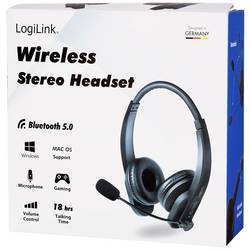 LogiLink BT0060 Headset otevřená (On Ear) Bluetooth® stereo černá regulace hlasitosti Počítače