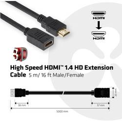 club3D HDMI prodlužovací kabel Zástrčka HDMI-A, Zásuvka HDMI-A 5.00 m černá CAC-1320 4K UHD HDMI kabel