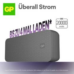 GP B+ powerbanka Li-Pol, 20000 mAh, USB-A, USB-C®, šedá, Indikátor stavu