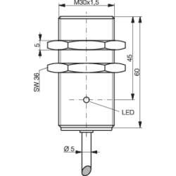 Contrinex spínač přiblížení Induktivní DW-AD-503-M30 320 020 815 M30 zdánlivě zarovnaný PNP (Ø x d) 30 mm x 60 mm