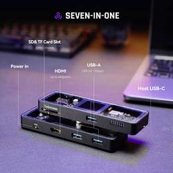 Dockcase USB-C® dokovací stanice DPR71S-EB Vhodné pro značky (dokovací stanice pro notebook): univerzální Integrovaný displej, vč. funkce nabíjení, napájení