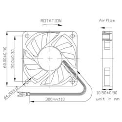 YS TECH FD126010MS(1F5) axiální ventilátor, 12 V/DC, 35.7 m³/h, (d x š x v) 60 x 60 x 10 mm, FD126010MS(1F5)