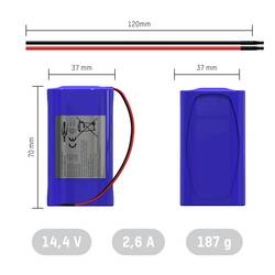 Ansmann 4S1P Akkupack 4x 18650 Kabel Li-Ion 14.4V 2600mAh Block Akupack 4 x Li-Ion 14.4 V 2600 mAh