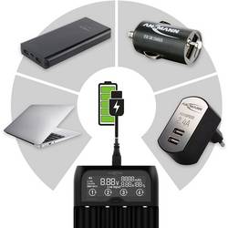 Ansmann Lithium 4 Universalladegerät mit 2x 18650 Akkuzellen (2600mAh) Nabíječka Li-Ion, LiFePO4, NiMH 18500, 18650, 14500, 16340, 17670, 22650, 26650