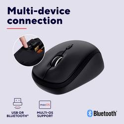 Trust YVI+ MULTI-DEVICE WIRELESS MOUSE BLACK optická myš, přenos bezdrátový, Bluetooth®, USB, 3 tlačítko, 1600 dpi, černá