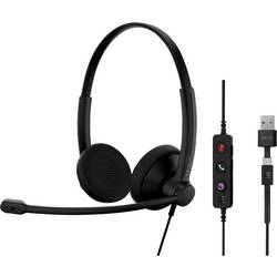 EPOS IMPACT 100 UC Headset otevřená (On Ear) kabelová stereo černá Potlačení hluku headset, Vypnutí zvuku mikrofonu, regulace hlasitosti, Tlačítko Microsoft