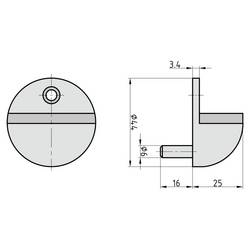 Basi dveřní zarážka 7704-0020 (Ø x v) 44 mm x 25 mm nerezová ocel