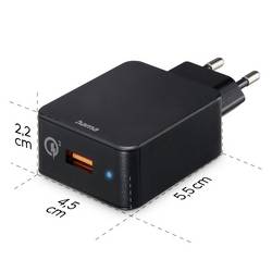 Hama USB nabíječka, 1x USB A , 19.50 W, černá