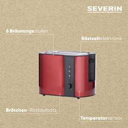 Severin AT 2217 topinkovač kabelové připojení, s funkcí ohřívání pečiva červená (metalíza), černá