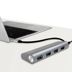 LogiLink UA0309 USB Hub 4 porty USB-A USB 3.1 Gen1 5 GBit/s s konektorem USB C šedá UA0309