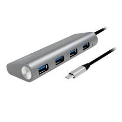 LogiLink UA0309 USB Hub 4 porty USB-A USB 3.1 Gen1 5 GBit/s s konektorem USB C šedá UA0309