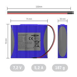 Ansmann 2S2P Akkupack 4x 18650 Kabel Li-Ion 7.2V 5200mAh Akupack 4 x Li-Ion 7.2 V 5200 mAh