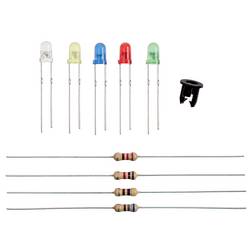 Quadrios sada LED červená, zelená, žlutá, modrá, studená bílá, teplá bílá kulatý 3 mm 9000 mcd 30 ° 20 mA 2 V, 3 V