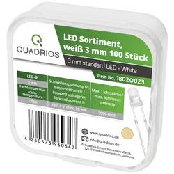 Quadrios sada LED teplá bílá kulatý 3 mm 9000 mcd 25 ° 20 mA 3.0 V Box