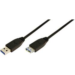 LogiLink USB kabel USB 3.2 Gen1 USB-A zástrčka, USB-A zásuvka 3.00 m černá dvoužilový stíněný CU0043