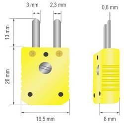 B + B Thermo-Technik 0220 0001 TEPLOTNÍ - PLOCHÁ ZÁSTRČKA žlutá Množství: 1 ks