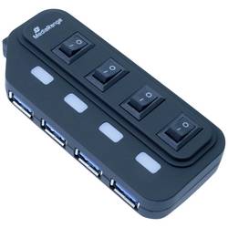 MediaRange MRCS505 USB Hub 4 porty USB-A USB 3.0 5 GBit/s lze spínat jednotlivě černá MRCS505
