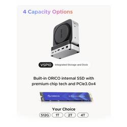ORICO USB-C® dokovací stanice VS10 Mini Dock Desktop Stand Integrovaný držák, integrovaná čtečka karet, Rozšiřující patice M.2 SSD