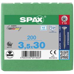 SPAX 0197000350303 R 88091 Senkkopf T-STAR TG šroub do dřeva 3.5 mm 30 mm T-STAR plus 88091 nerezová ocel A2 200 ks