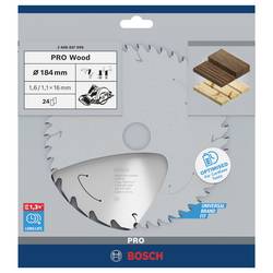 Bosch Accessories 2608837698 2608837698 tvrdokovový pilový kotouč 184 x 16 mm Počet zubů (na palec): 24 1 ks
