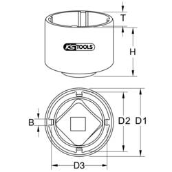 3/4 klíč na matice s drážkami pro 4 Scania, 72/80mm KS Tools 450.0235