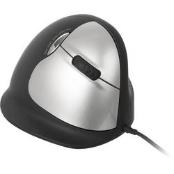 R-GO Tools RGOHELA optická ergonomická myš, přenos USB, 4 tlačítko, 3500 dpi, černá, stříbrná