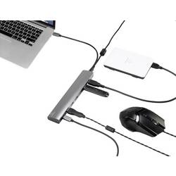 Renkforce RF-3374946 USB Hub 6 + 1 port USB-A USB 3.2 Gen1 5 GBit/s s proudovou přípojkou Pass-Through, s hliníkovým krytem stříbrná