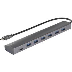 Renkforce RF-3374946 USB Hub 6 + 1 port USB-A USB 3.2 Gen1 5 GBit/s s proudovou přípojkou Pass-Through, s hliníkovým krytem stříbrná