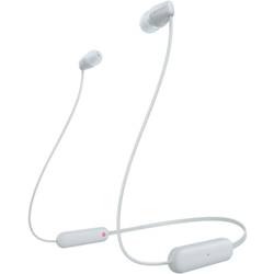 Sony WI-C100 Headset do uší (In Ear) Bluetooth® stereo bílá headset, personalizace zvuku, regulace hlasitosti, nákrčník, odolné vůči potu, odolná vůči vodě