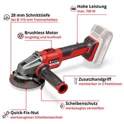 Einhell Professional AXXIO 18/115 Q 4431150 Akumulátorová úhlová bruska 115 mm, bez akumulátoru, bez nabíječky, Vč. Rychloupínacího matice, 700 W, 18 V