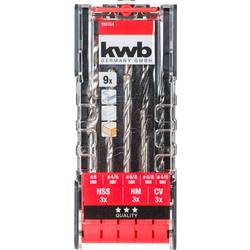 kwb 109154 HSS sada spirálového vrtáku na kámen 9dílná 5 mm, 6 mm, 8 mm, 3 mm, 4 mm, 5 mm, 3 mm, 4 mm, 5 mm válcová stopka 9 ks