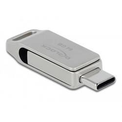 Delock 54075 skleněný USB flash disk 64 GB stříbrná 54075 USB, USB-A, USB-C®