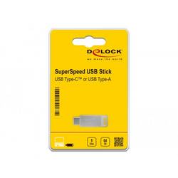 Delock 54075 skleněný USB flash disk 64 GB stříbrná 54075 USB, USB-A, USB-C®