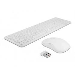 Delock 12703 bezdrátový myš, klávesnice integrovaný scrollpad, tlačítka myši, s číselnou klávesnicí, nabíjecí německá, QWERTZ bílá