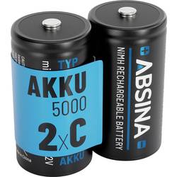Absina akumulátor malé mono C Ni-MH 4500 1.2 V 2 ks