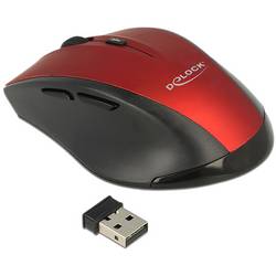Delock 12493 optická ergonomická myš, přenos USB, 5 tlačítko, 1600 dpi, černá, červená