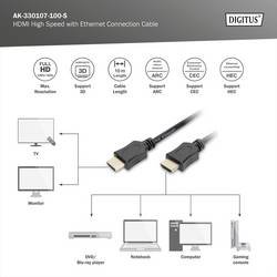 Digitus HDMI kabel Zástrčka HDMI-A, Zástrčka HDMI-A 10.00 m černá AK-330107-100-S Audio Return Channel, pozlacené kontakty HDMI kabel