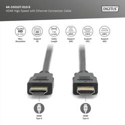 Digitus HDMI kabel Zástrčka HDMI-A, Zástrčka HDMI-A 1.00 m černá AK-330107-010-S 4K UHD, Audio Return Channel, pozlacené kontakty HDMI kabel