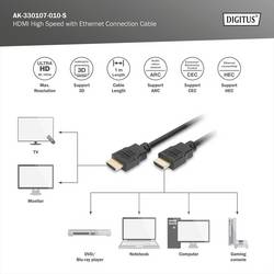 Digitus HDMI kabel Zástrčka HDMI-A, Zástrčka HDMI-A 1.00 m černá AK-330107-010-S 4K UHD, Audio Return Channel, pozlacené kontakty HDMI kabel