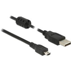 Delock USB kabel USB 2.0 USB-A zástrčka, USB Mini-B zástrčka 1.50 m černá s feritovým jádrem 84913
