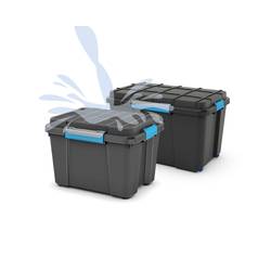 KIS 241507 Úložný box, Scubba, stohovatelné, (d x š x v) 780 x 350 x 395 mm, šedomodrá, černá, 1 ks