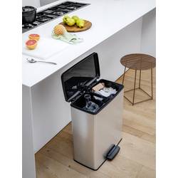 Curver Deco bin slim 254619 odpadkový koš, 52 l, (š x v x h) 486 x 615 x 284 mm, stříbrná, černá, 1 ks