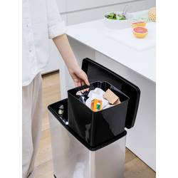 Curver Deco bin slim 254619 odpadkový koš, 52 l, (š x v x h) 486 x 615 x 284 mm, stříbrná, černá, 1 ks