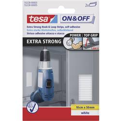 TESA On & Off 55228-03-00 pásek na suchý zip, lepicí, háčková a flaušová část, extra silná, (d x š) 100 mm x 50 mm, bílá, 2 ks