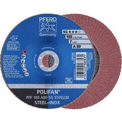 PFERD TOOLS 67608185 PFF 180 A 80 SG STEELOX vějířovitý brusný kotouč Průměr 180 mm Ø otvoru 22.23 mm Zrnitost 80 nerezová ocel, ocel 10 ks