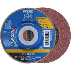PFERD TOOLS 67649115 PFF 115 A 120 PSF STEELOX vějířovitý brusný kotouč Průměr 115 mm Ø otvoru 22.23 mm Zrnitost 120 nerezová ocel, ocel 10 ks
