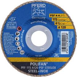 PFERD TOOLS 67649115 PFF 115 A 120 PSF STEELOX vějířovitý brusný kotouč Průměr 115 mm Ø otvoru 22.23 mm Zrnitost 120 nerezová ocel, ocel 10 ks