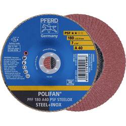 PFERD TOOLS 67644185 PFF 180 A 40 PSF STEELOX vějířovitý brusný kotouč Průměr 180 mm Ø otvoru 22.23 mm Zrnitost 40 nerezová ocel, ocel 10 ks