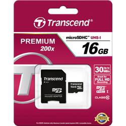 Transcend Premium paměťová karta microSDHC Retail 16 GB Class 10, UHS-I vč. SD adaptéru