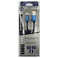Eaxus Nabíjecí kabel USB USB 2.0 USB-A zástrčka, USB-C ® zástrčka 2 m modrá flexibilní provedení 77701